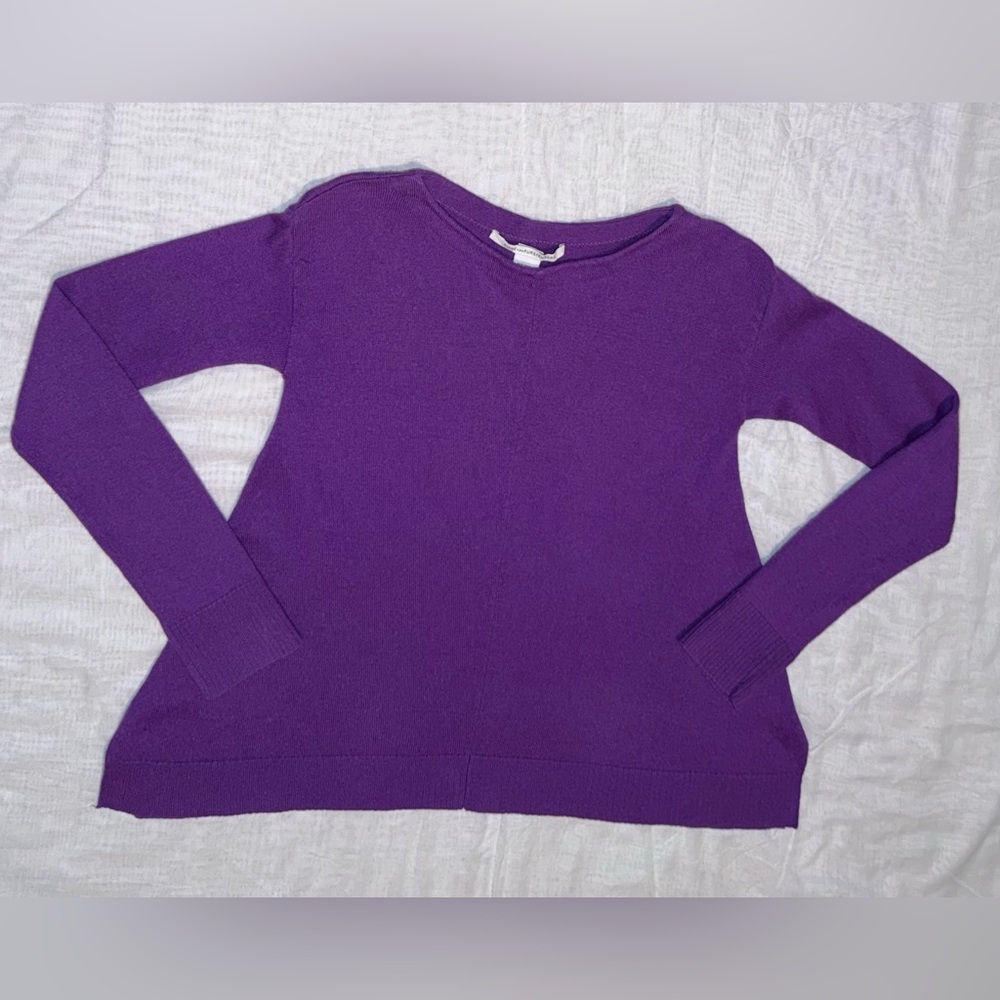 Diane Von Furstenberg Purple Top Size Small Wool/Cashmere Long Sleeve